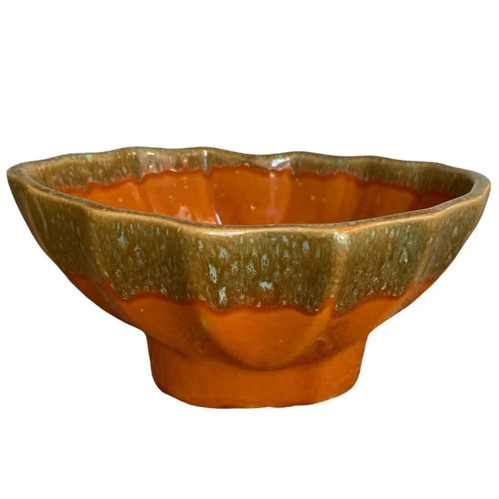 Cookson Pottery USA Orange and Green Planter